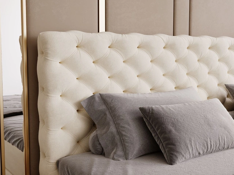 Boxspringbett mit Bettkasten 200x200 Bergamo Beige