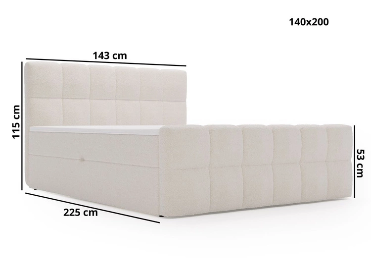 Boxspringbett mit Bettkasten 140x200 Bouclé-Stoff Alicante Grau