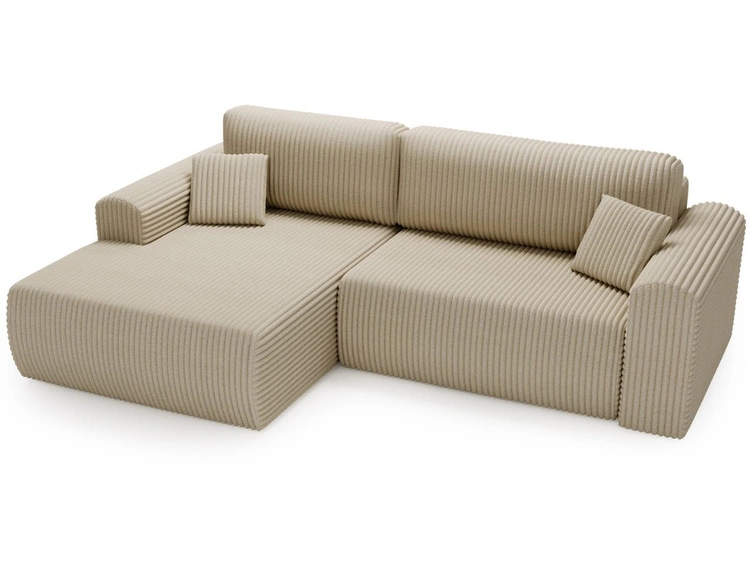 Ecksofa mit Schlaffunktion und Bettkasten Belvio links Beige