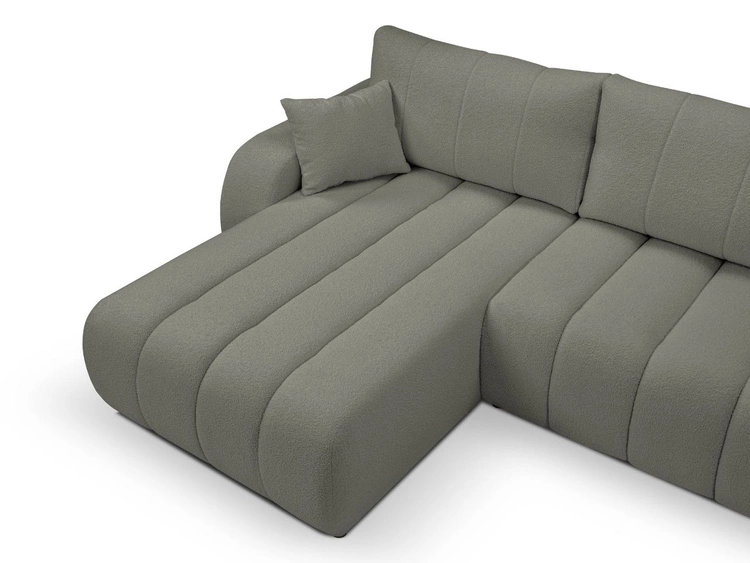 Ecksofa mit Schlaffunktion und Bettkasten Links Adoro Grau