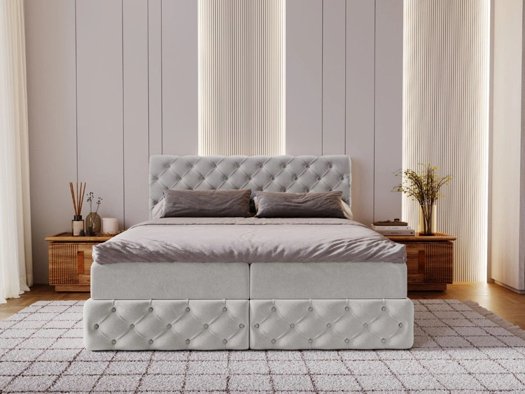Boxspringbett mit Bettkasten 180x200 Canolo Hellgrau