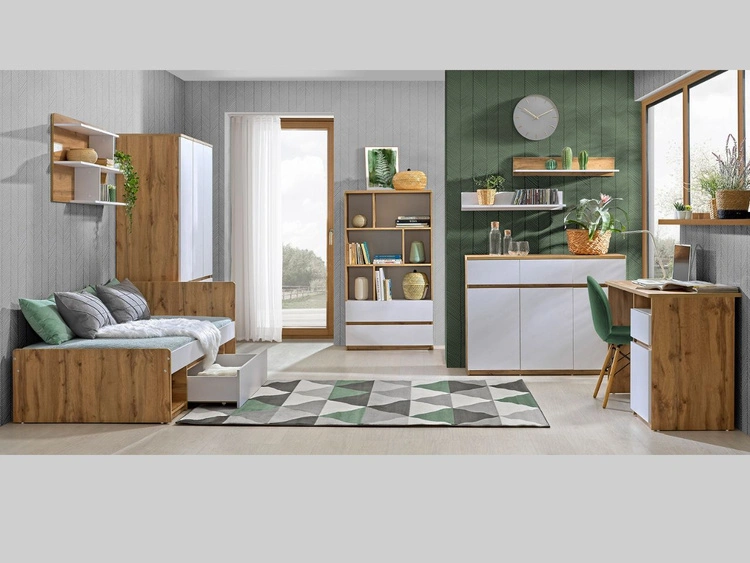 Kleiderschrank mit Drehtüren 45 Arcadia Eiche Wotan, Weiß