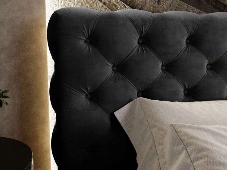 Polsterbett mit Bettkasten und Lattenrost 140x200 Apollo Schwarz