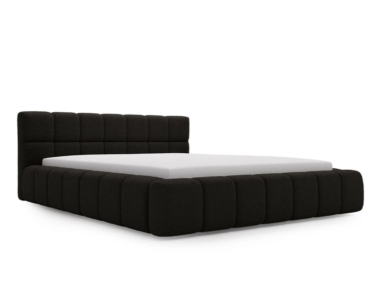 Polsterbett mit Bettkasten und Lattenrost 160x200 Alicante Boucle Schwarz