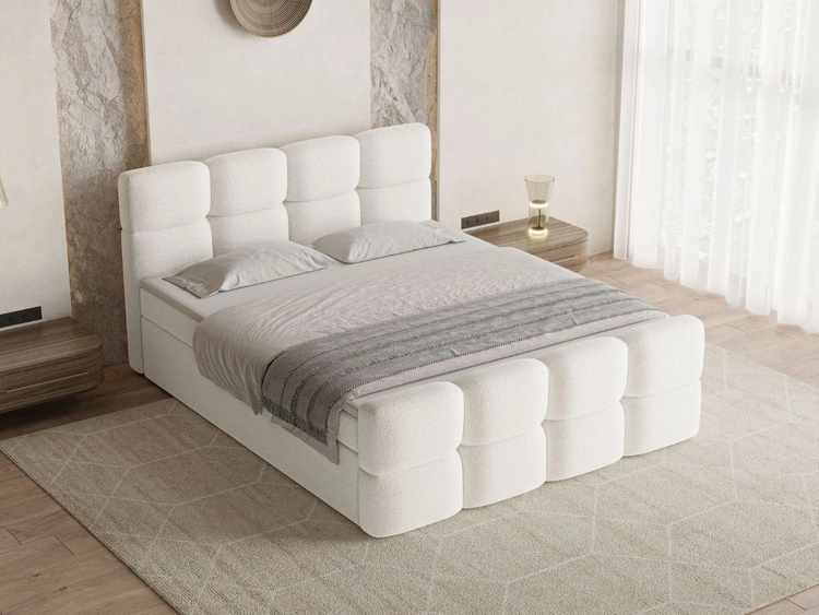Boxspringbett mit Bettkasten 160x200 Rivon Creme