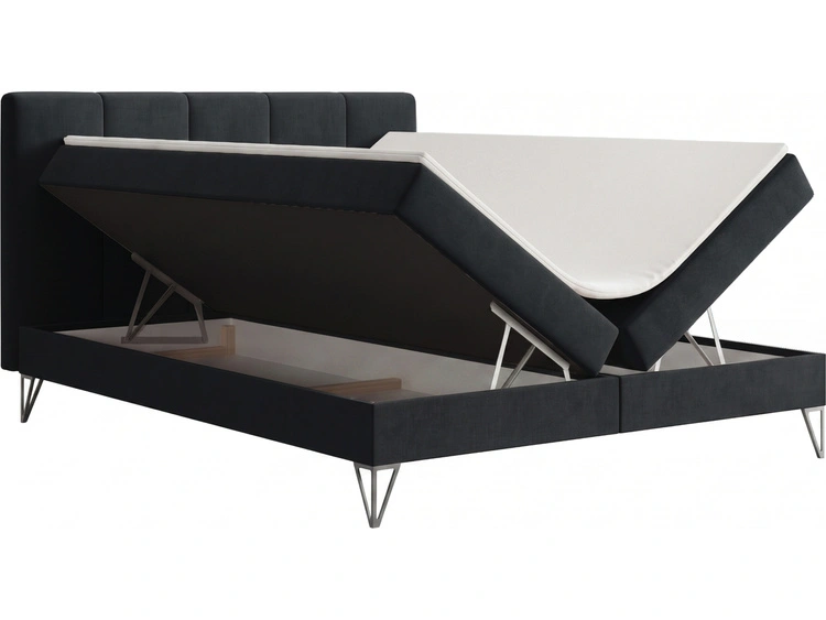 Boxspringbett mit Bettkasten 140x200 Vendi Schwarz