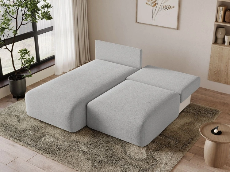 Ecksofa L-Form Links mit Schlaffunktion und Bettkasten Ronni Grau