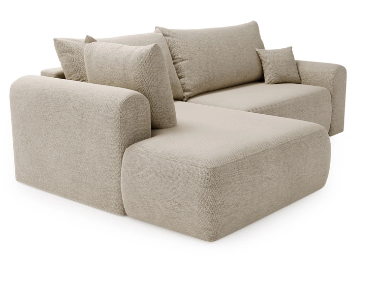 Ecksofa L-Form mit Schlaffunktion und Bettkasten Savana Bis Beige
