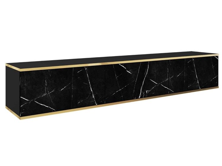 TV-Lowboard Hänge mit Türen 175 cm Diolo Schwarzer Marmor mit glatter Front