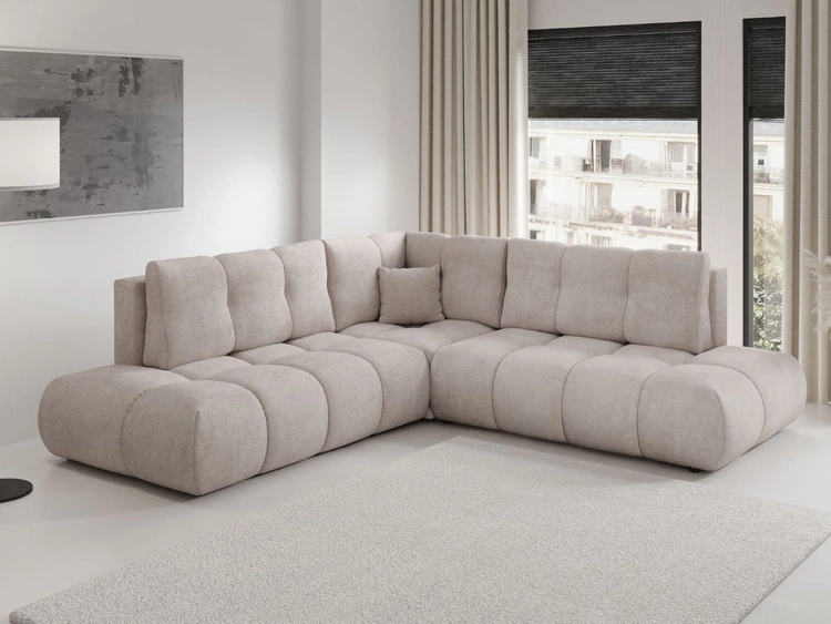 Ecksofa mit Schlaffunktion und Bettkasten Links Kair Beige