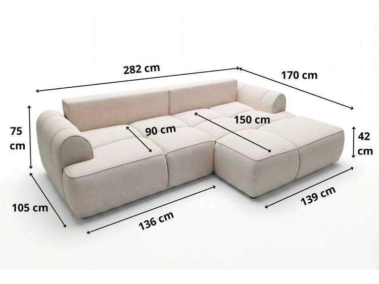 Ecksofa L-Form Links mit Schlaffunktion und Bettkasten Bonno Dunkelgrau