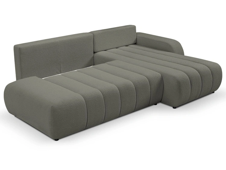 Ecksofa mit Schlaffunktion und Bettkasten Rechts Adoro Grau