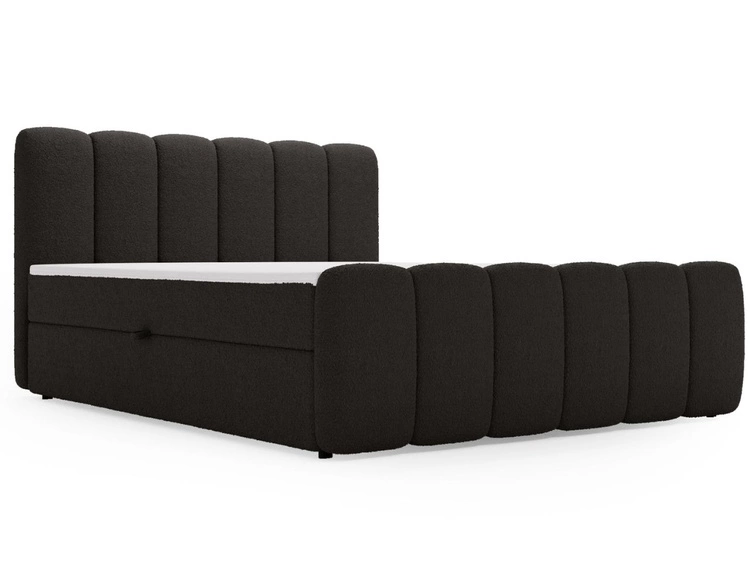 Boxspringbett mit Bettkasten 180x200 Bouclé-Stoff Cloud Schwarz