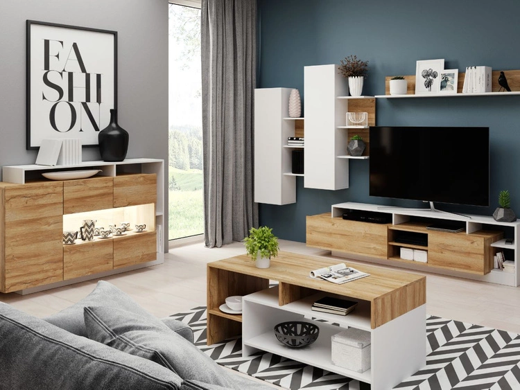 Moderne Wohnwand für das Wohnzimmer Alvano Grandson Eiche