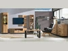 Fernsehschrank mit Schublade und Lamellen Lavore Wotan Eiche, Schwarz matt
