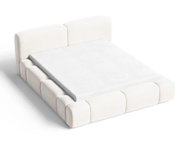 Polsterbett mit Bettkasten und Lattenrost 180x200 Aubi Creme
