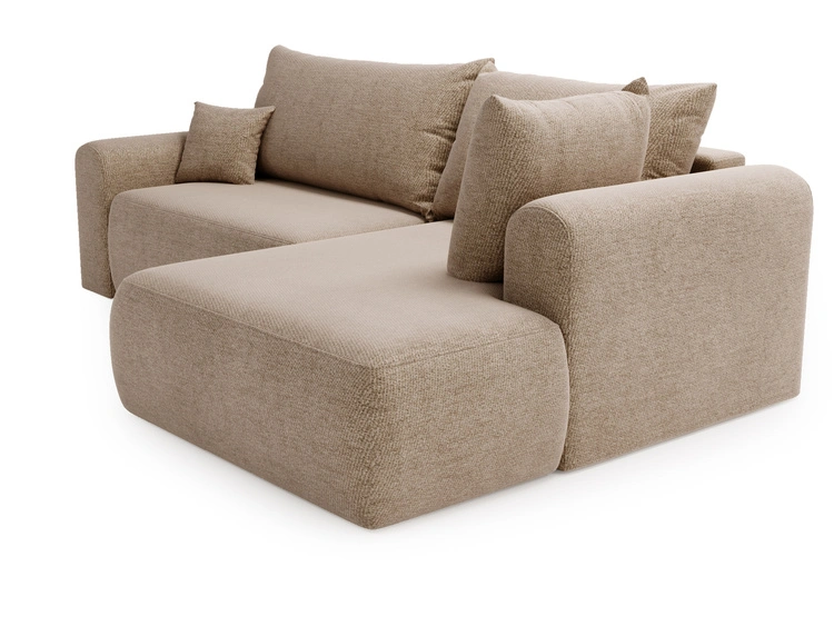 Ecksofa L-Form mit Schlaffunktion und Bettkasten Savana Bis Dunkelbeige