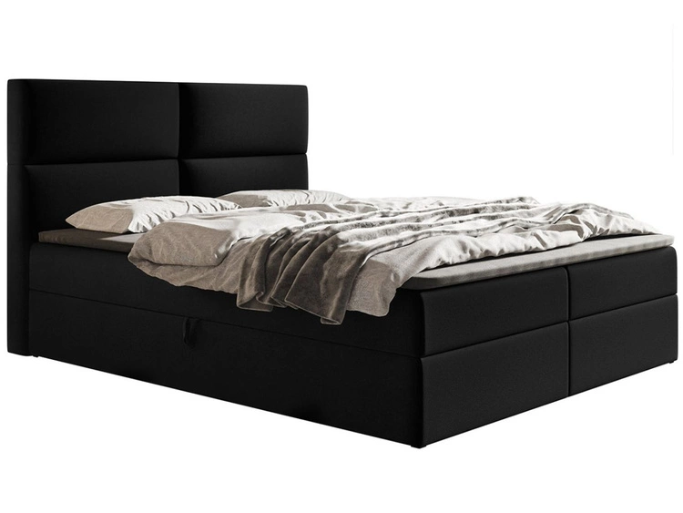 Boxspringbett mit Bettkasten 140x200 Hera Schwarz