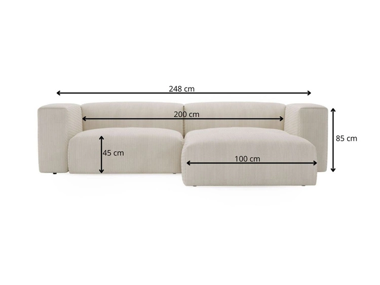 Ecksofa L-Form Rechts Moderne Cord Ecksofa Landi Honigfarben