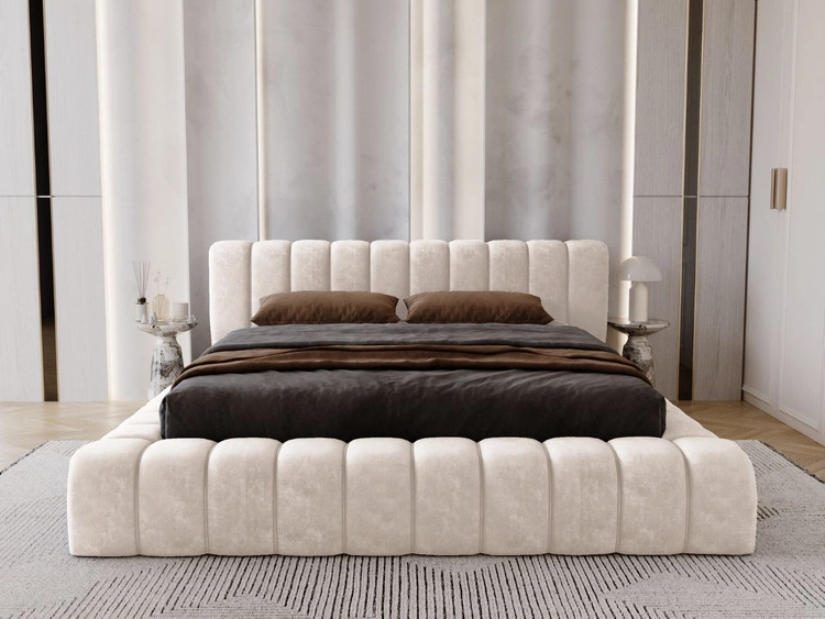 Polsterbett mit Bettkasten und Lattenrost 140x200 Italia Creme
