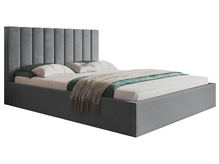 Polsterbett mit Bettkasten und Lattenrost 120x200 Sesto Grau