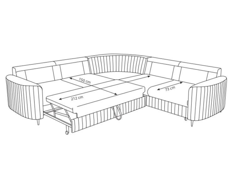 Ecksofa L-Form Rechts mit Schlaffunktion und Bettkasten Limon Creme