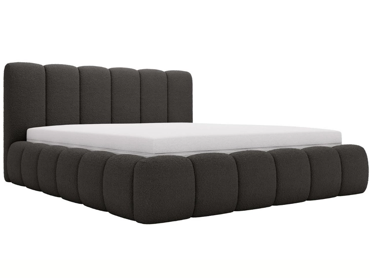 Polsterbett mit Bettkasten und Lattenrost 160x200 Cloud Bouclé-Stoff Schwarz