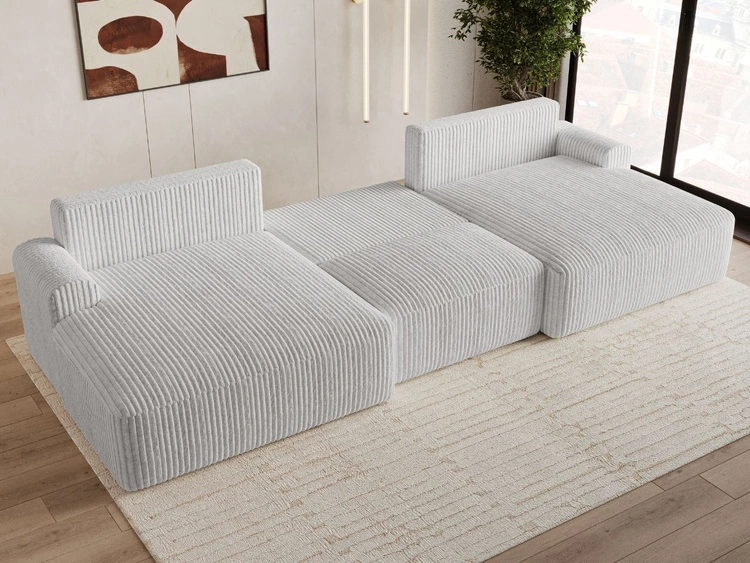 Wohnlandschaft mit Schlaffunktion und Bettkasten Serene Grau