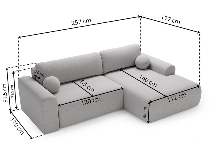 Ecksofa L-Form mit Schlaffunktion und Bettkasten Savana Rechts Beige
