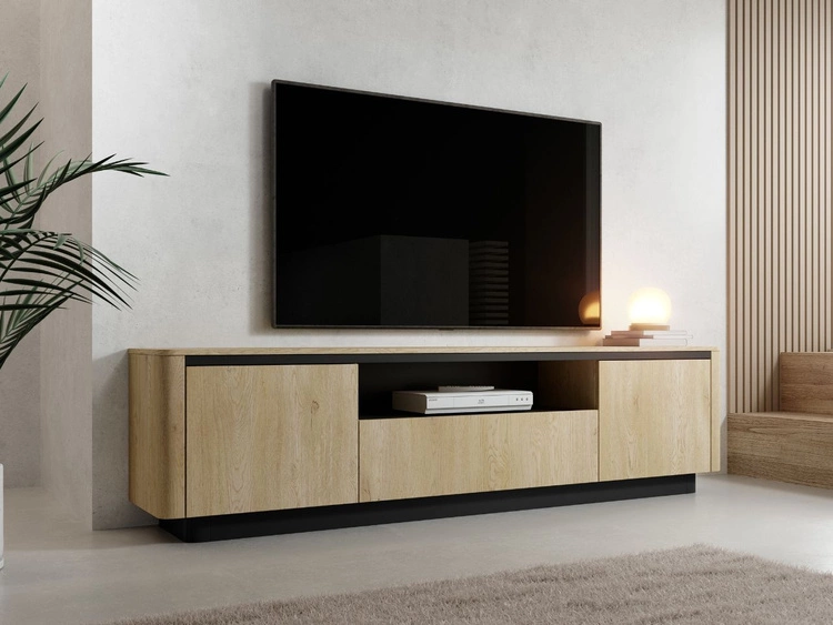 Wohnzimmer-Set Fascino Eiche Cremona, Schwarz