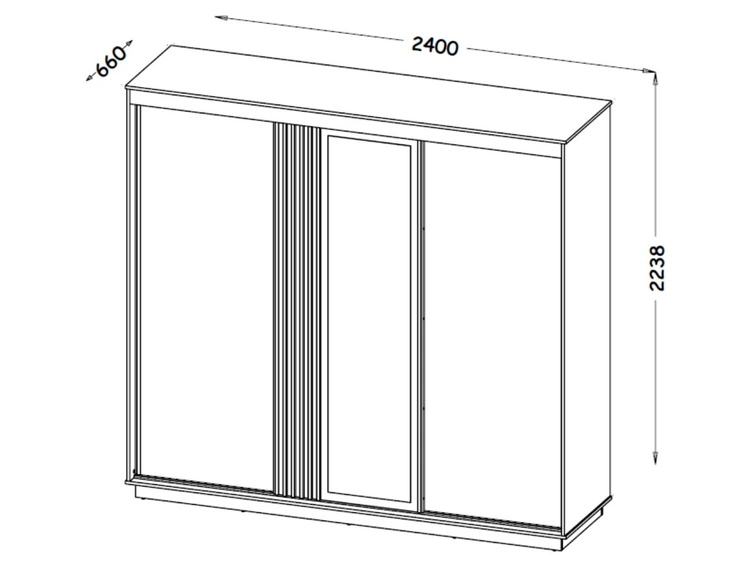 Schiebetürenschrank 240 cm mit Spiegel, mit Lamellen für das Schlafzimmer Lavore Wotan Eiche, Schwarz matt