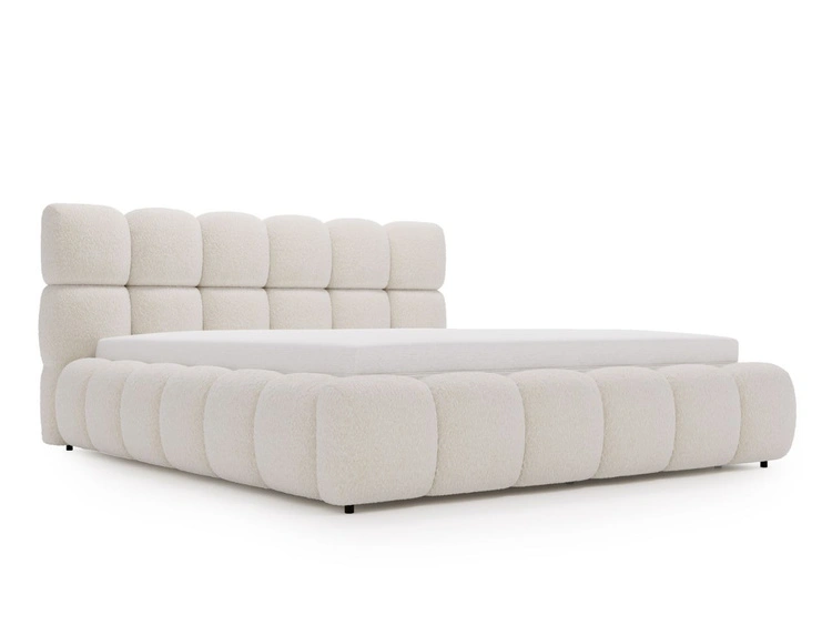 Polsterbett mit Bettkasten und Lattenrost 180x200 Modo aus Bouclé-Stoff Beige