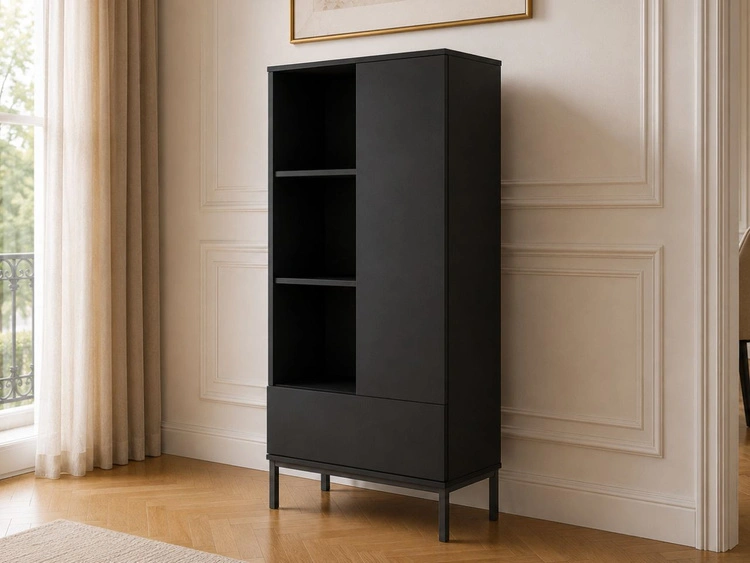 Regal mit Schublade und Türe Soroko Schwarz