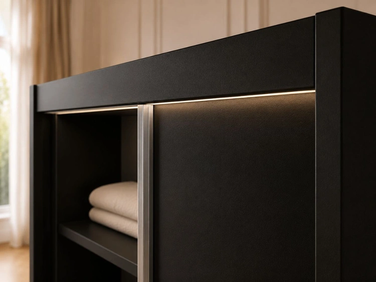 Schiebetürenschrank 150 cm mit LED-Beleuchtung Diano Schwarz