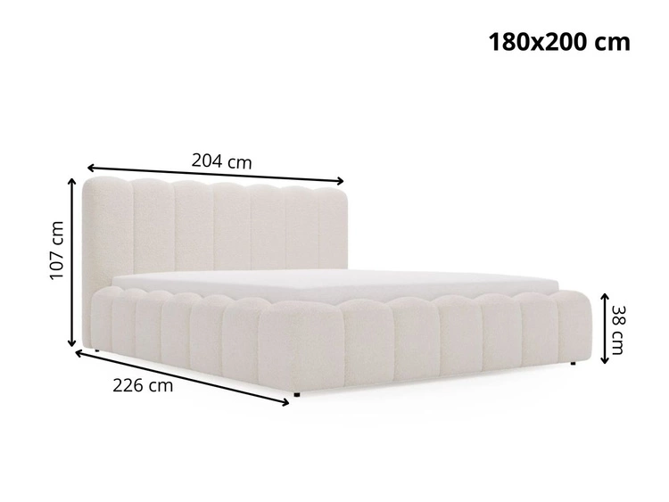 Polsterbett mit Bettkasten und Lattenrost 180x200 Smile Creme