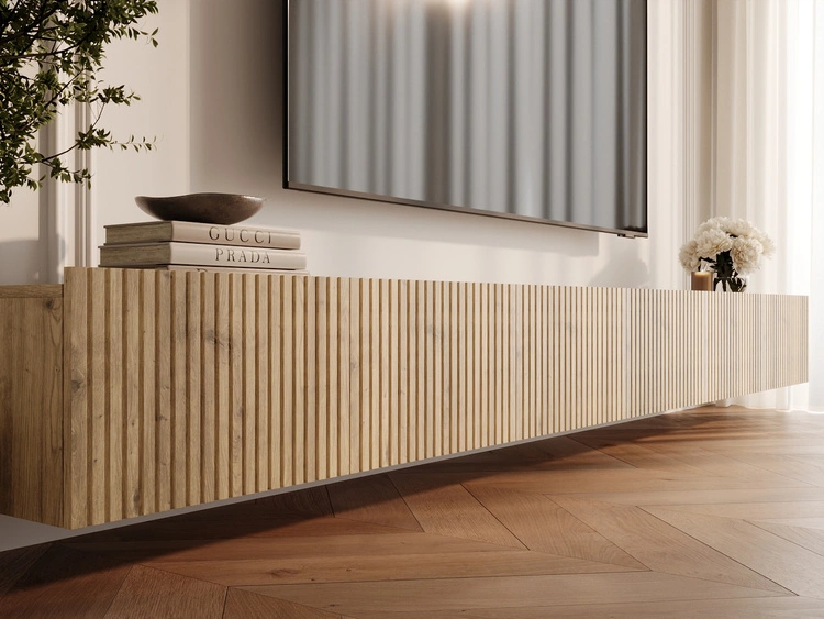 TV-Lowboard mit Türen 300 cm Kioto Artisan Eiche