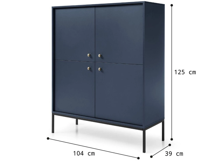 Türkommode mit Schwarz Metallbeinen Amor Marineblau