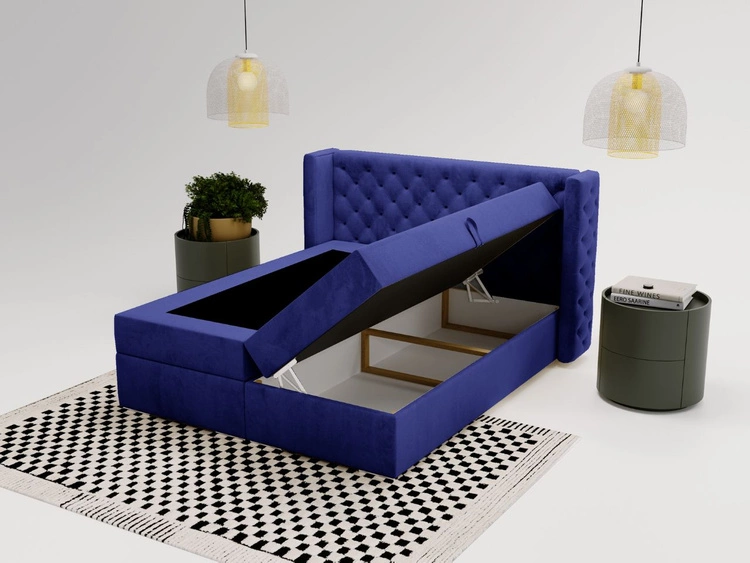 Boxspringbett mit Bettkasten 160x200 Lion Dunkelblau