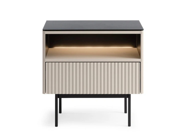 Nachtschrank mit Schublade und Led Auroé Kaschmir