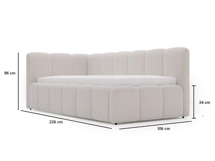 Jugendbett Einzelbett mit Bettkasten und Lattenrost 90x200 Cloud One Braun Bouclé-Stoff