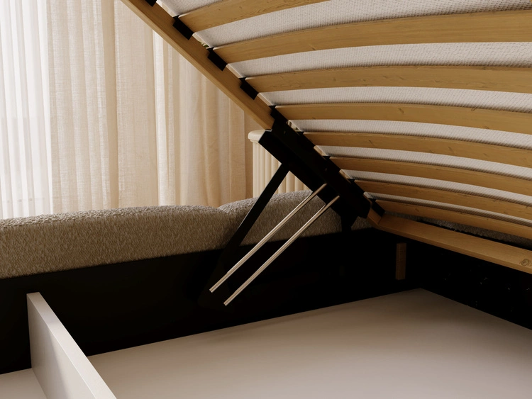 Polsterbett mit Bettkasten und Bettrost 120x200 Sweet Low Dunkelbeige