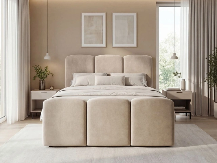 Boxspringbett mit Bettkasten 120x200 Campi Beige